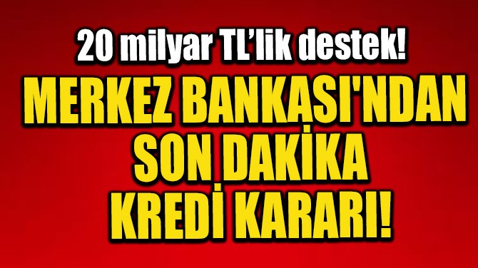 MERKEZ BANKASI'NDAN SON DAKİKA KREDİ KARARI!