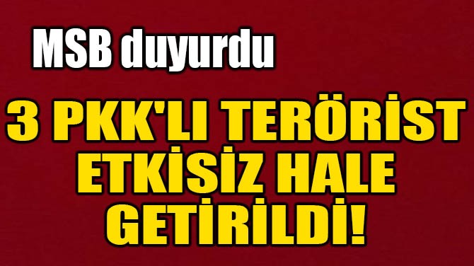 3 PKK'LI TERRST ETKSZ HALE GETRLD!