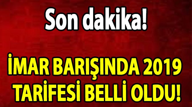 İMAR BARIŞINDA 2019  TARİFESİ BELLİ OLDU!
