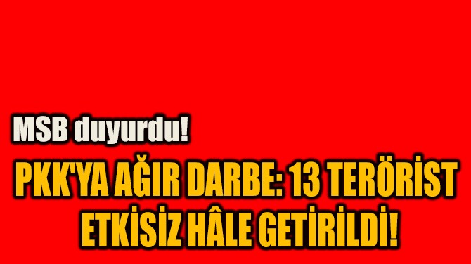 PKK'YA AĞIR DARBE: 13 TERÖRİST  ETKİSİZ HÂLE GETİRİLDİ!