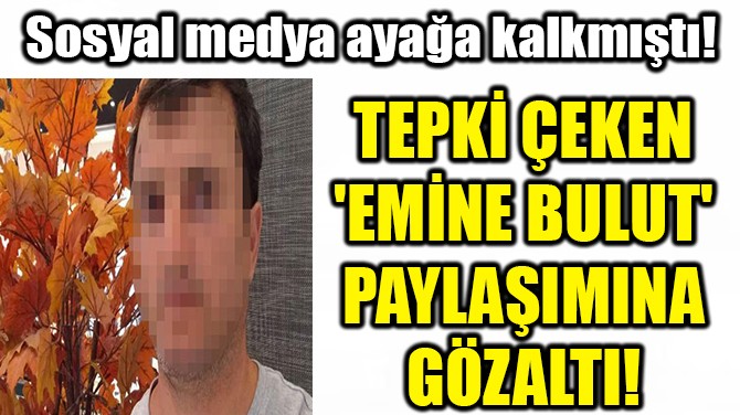 TEPKİ ÇEKEN  'EMİNE BULUT'  PAYLAŞIMINA GÖZALTI! 