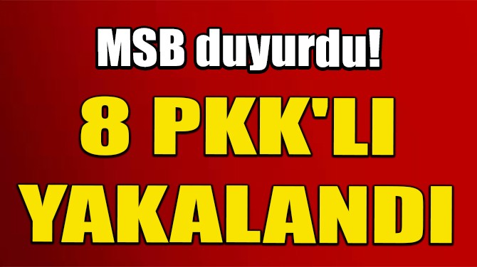 MSB DUYURDU! 8 PKK'LI YAKALANDI